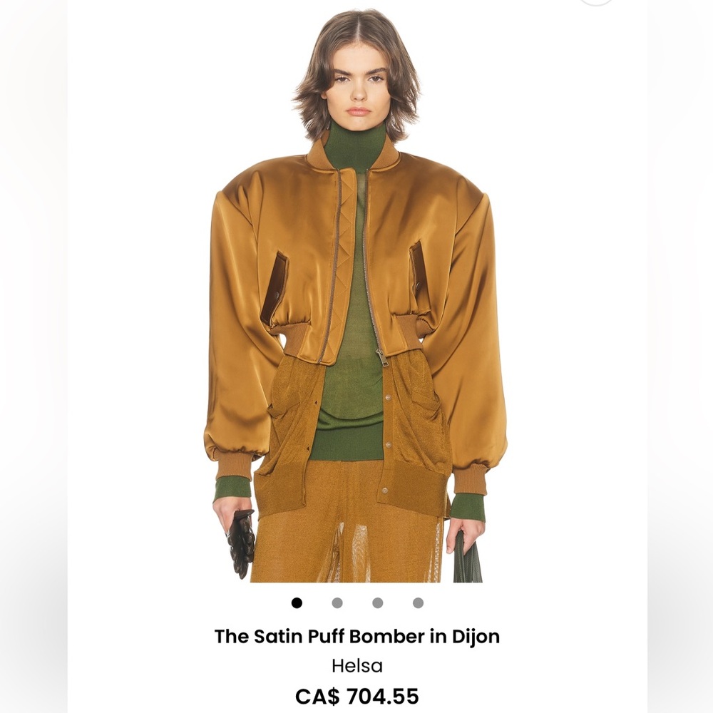 Helsa Dijon Satin Bomber Jacket